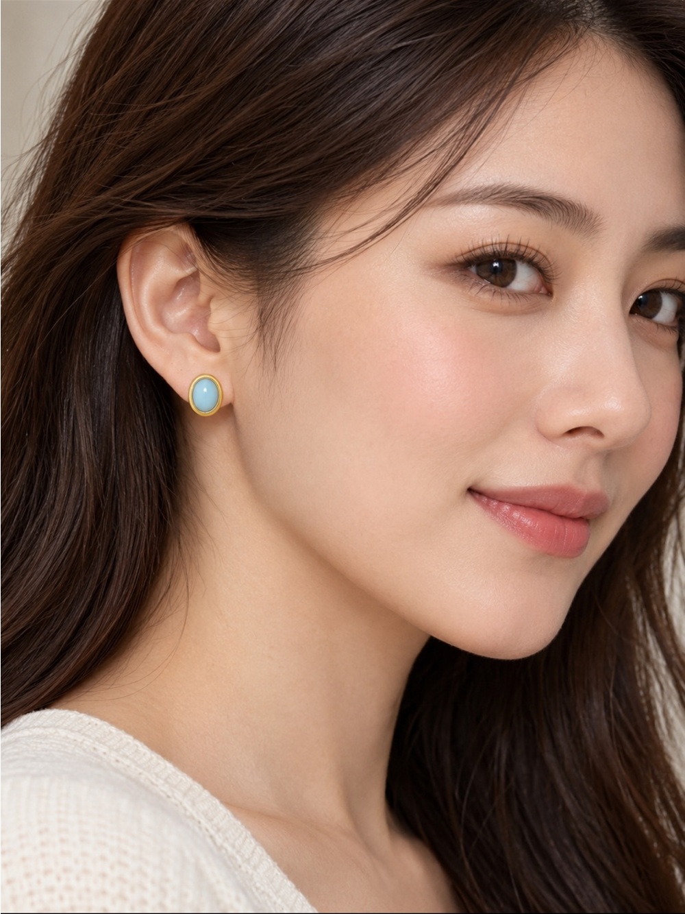 5mm Larimer Stone in Gold Tone Oval Setting with Push Back Closures NEW